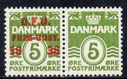 Denmark 1938 10th Danish Philatelic Exhibition, se-tenant pair, one without overprint unmounted mint, Scott #263