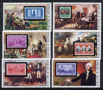 Upper Volta 1975 US Bicentenary set of 6 (Stamp on Stamp) unmounted mint