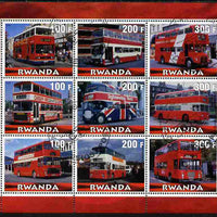 Rwanda 2000 Buses perf sheetlet containing 9 values fine cto used