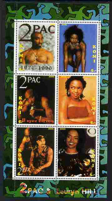 Komi Republic 2000 2Pac and Lauryn Hill perf sheetlet containing 6 values unmounted mint