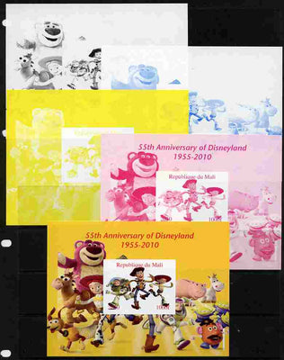 Mali 2010 55th Anniversary of Disneyland - Toy Story #1 s/sheet - the set of 5 imperf progressive proofs comprising the 4 individual colours plus all 4-colour composite, unmounted mint