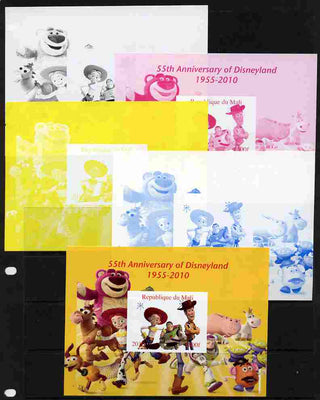 Mali 2010 55th Anniversary of Disneyland - Toy Story #5 s/sheet - the set of 5 imperf progressive proofs comprising the 4 individual colours plus all 4-colour composite, unmounted mint