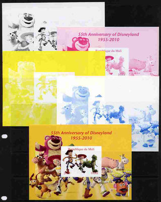 Mali 2010 55th Anniversary of Disneyland - Toy Story #6 s/sheet - the set of 5 imperf progressive proofs comprising the 4 individual colours plus all 4-colour composite, unmounted mint