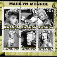 Rwanda 2000 Marilyn Monroe perf sheetlet containing 6 values fine cto used