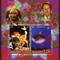 Malawi 2007 Disney & Fauna #02 perf sheetlet containing 2 values unmounted mint. Note this item is privately produced and is offered purely on its thematic appeal, it has no postal validity