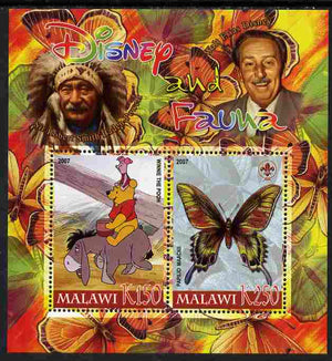 Malawi 2007 Disney & Fauna #04 perf sheetlet containing 2 values unmounted mint. Note this item is privately produced and is offered purely on its thematic appeal, it has no postal validity