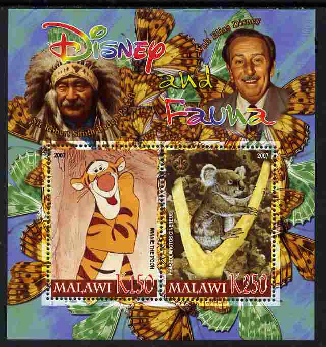 Malawi 2007 Disney & Fauna #07 perf sheetlet containing 2 values unmounted mint. Note this item is privately produced and is offered purely on its thematic appeal, it has no postal validity