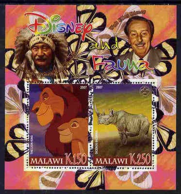 Malawi 2007 Disney & Fauna #13 perf sheetlet containing 2 values unmounted mint. Note this item is privately produced and is offered purely on its thematic appeal, it has no postal validity