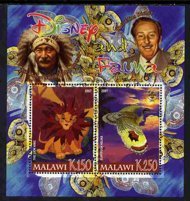 Malawi 2007 Disney & Fauna #15 perf sheetlet containing 2 values unmounted mint. Note this item is privately produced and is offered purely on its thematic appeal, it has no postal validity