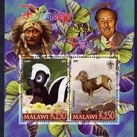 Malawi 2007 Disney & Fauna #17 perf sheetlet containing 2 values unmounted mint. Note this item is privately produced and is offered purely on its thematic appeal, it has no postal validity