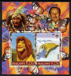 Malawi 2007 Disney & Fauna #18 perf sheetlet containing 2 values unmounted mint. Note this item is privately produced and is offered purely on its thematic appeal, it has no postal validity