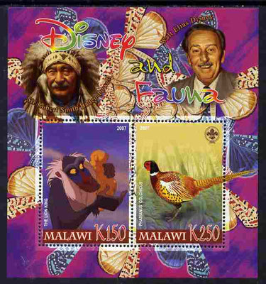 Malawi 2007 Disney & Fauna #21 perf sheetlet containing 2 values unmounted mint. Note this item is privately produced and is offered purely on its thematic appeal, it has no postal validity