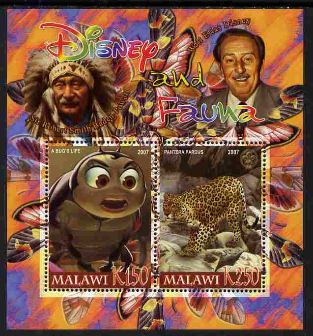 Malawi 2007 Disney & Fauna #22 perf sheetlet containing 2 values unmounted mint. Note this item is privately produced and is offered purely on its thematic appeal, it has no postal validity