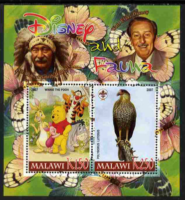 Malawi 2007 Disney & Fauna #23 perf sheetlet containing 2 values unmounted mint. Note this item is privately produced and is offered purely on its thematic appeal, it has no postal validity