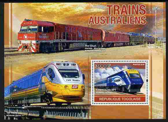 Togo 2010 Australian Trains perf m/sheet unmounted mint