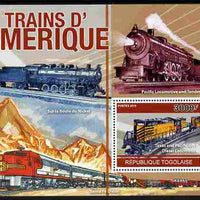 Togo 2010 American Trains perf m/sheet unmounted mint