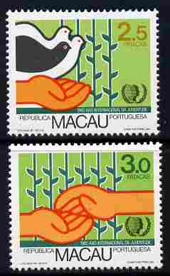 Macao 1985 International Youth Year perf set of 2 unmounted mint SG 603-4