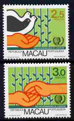 Macao 1985 International Youth Year perf set of 2 unmounted mint SG 603-4