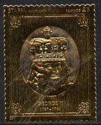 Staffa 1977 Monarchs £8 George II embossed in 23k gold foil with 12 carat white gold overlay (Rosen #499) unmounted mint