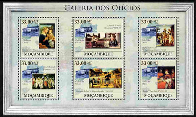 Mozambique 2010 The Uffizi Gallery, Florence perf sheetlet containing 6 values unmounted mint, Yvert 3266-71