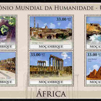 Mozambique 2010 UNESCO World Heritage Sites - Africa #2 perf sheetlet containing 6 values unmounted mint, Yvert 3206-11