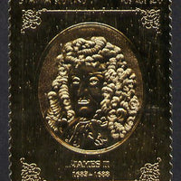 Staffa 1977 Monarchs £8 James II embossed in 23k gold foil with 12 carat white gold overlay (Rosen #494) unmounted mint
