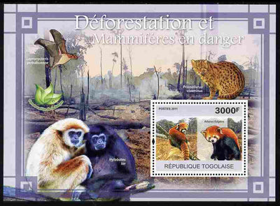 Togo 2011 Environment - Deforestation & Endangered Mammals perf s/sheet unmounted mint