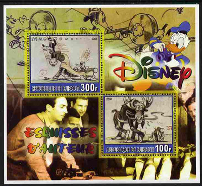 Djibouti 2006 Disney - Original Sketches #2 perf sheetlet containing 2 values unmounted mint. Note this item is privately produced and is offered purely on its thematic appeal