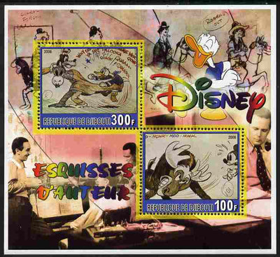 Djibouti 2006 Disney - Original Sketches #3 perf sheetlet containing 2 values unmounted mint. Note this item is privately produced and is offered purely on its thematic appeal
