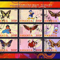 Rwanda 2011 Butterflies & Disney Characters #2 perf sheetlet containing 9 values fine cto used
