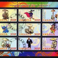 Rwanda 2011 Mushrooms & Disney Characters #1 perf sheetlet containing 9 values fine cto used