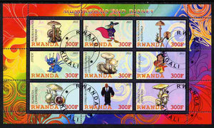 Rwanda 2011 Mushrooms & Disney Characters #1 perf sheetlet containing 9 values fine cto used