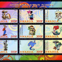 Rwanda 2011 Mushrooms & Disney Characters #2 perf sheetlet containing 9 values unmounted mint
