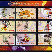 Rwanda 2011 Mushrooms & Disney Characters #3 perf sheetlet containing 9 values fine cto used