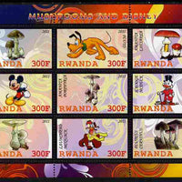 Rwanda 2011 Mushrooms & Disney Characters #3 perf sheetlet containing 9 values unmounted mint