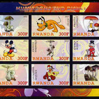 Rwanda 2011 Mushrooms & Disney Characters #3 imperf sheetlet containing 9 values unmounted mint