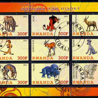 Rwanda 2011 Animals & Disney Characters #1 perf sheetlet containing 9 values fine cto used