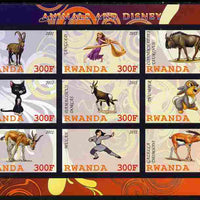 Rwanda 2011 Animals & Disney Characters #2 imperf sheetlet containing 9 values unmounted mint
