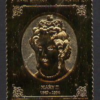 Staffa 1977 Monarchs £8 Mary II embossed in 23k gold foil with 12 carat white gold overlay (Rosen #496) unmounted mint