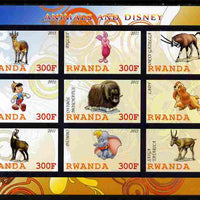 Rwanda 2011 Animals & Disney Characters #3 imperf sheetlet containing 9 values unmounted mint