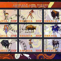 Rwanda 2011 Animals & Disney Characters #4 perf sheetlet containing 9 values fine cto used