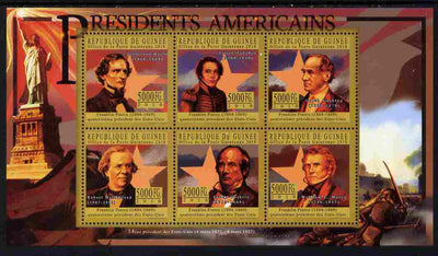 Guinea - Conakry 2010-11 Presidents of the USA #14 - Franklin Pierce perf sheetlet containing 6 values unmounted mint