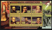Guinea - Conakry 2010-11 Presidents of the USA #16 - Abraham Lincoln perf sheetlet containing 6 values unmounted mint