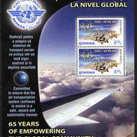 Rumania 2010 65th Anniversary of Civil Aviation perf sheetlet containing 2 values unmounted SG 7024