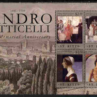 St Kitts 2010 500th Anniversary of Sandro Botticelli perf sheetlet containing 4 values unmounted mint