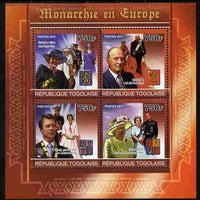 Togo 2011 European Monarchs #1 perf sheetlet containing 4 values unmounted mint