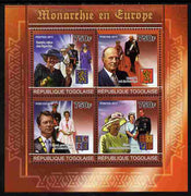 Togo 2011 European Monarchs #1 perf sheetlet containing 4 values unmounted mint