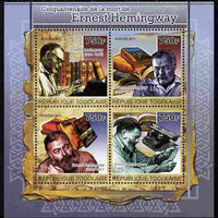 Togo 2011 50th Death Anniversary of Ernest Hemingway (author) perf sheetlet containing 4 values unmounted mint