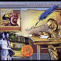 Togo 2011 50th Death Anniversary of Ernest Hemingway (author) perf souvenir sheet unmounted mint
