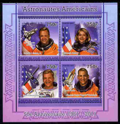 Togo 2011 50th Anniversary of American Astronauts perf sheetlet containing 4 values unmounted mint